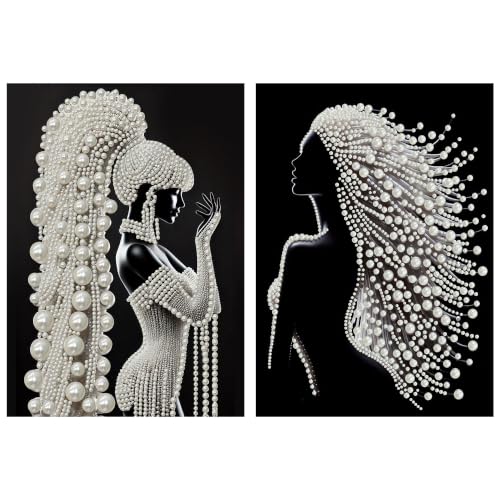 xackcme 2 Pack Lady Diamond Art Pearl Painting Kits for Adults (12×16 inch) - color: WYZ187+WYZ190
