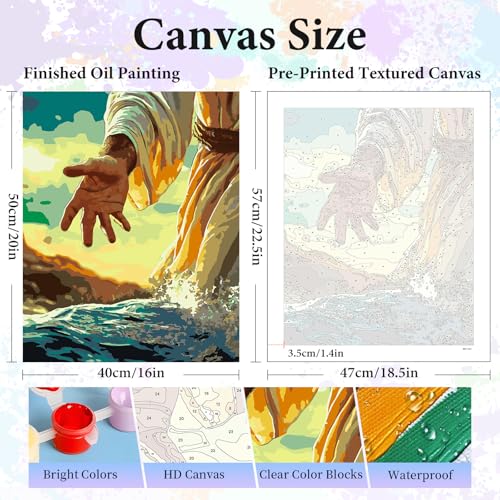 Camocin Paint by Numbers Kit for Adults, Jesus Number Painting Canvas Kit - color: LBOPNFP8
