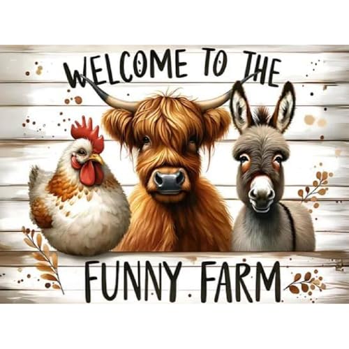WCHUIMM Farm Diamond Art Kits for Adults Animals- Chicken Cow Donkey - Diamond Painting Kits for Beginner, 5D Round Full Drill Diamond Dots Crafts for Home Wall Decor 16x12 Inch - color: Farm