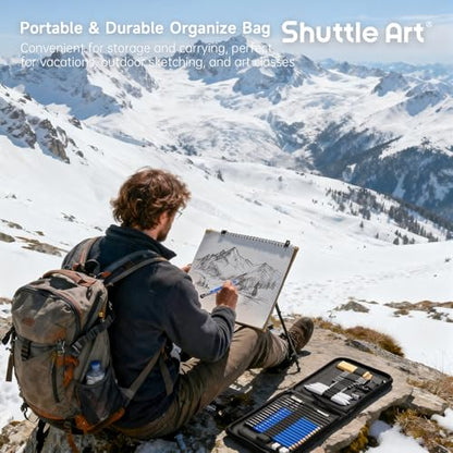 Shuttle Art Sketching and Drawing Pencils Set, 37-Piece Professional Sketch Pencils Set in Zipper Carry Case, Drawing Kit Art Supplies with Graphite Charcoal Sticks Tool Sketch book for Adults Kids