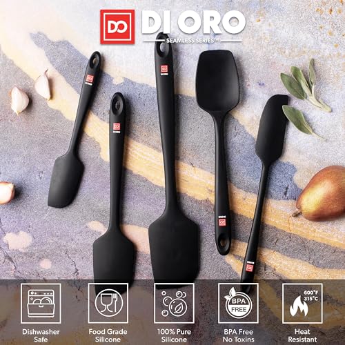DI ORO Silicone Spatula Set - 600F Heat Resistant, 5-Pc Black - color: Black