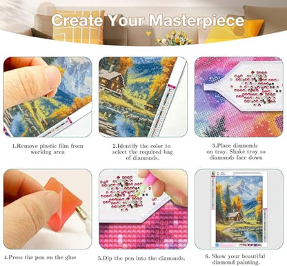 Axquilon 3 Pack Landscape Diamond Art Kits for Adults 12x16inch | Diamond Painting Kits for Adults, 5D Round Full Drill Landscape Gem Art, Paint by Diamonds Pictures DIY Crafts Kits - color: 3 Pack Landscape