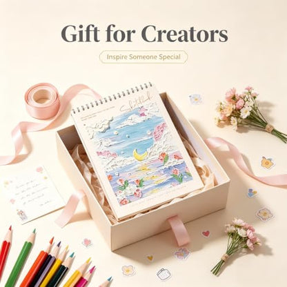 EOREA Blue Cover Cute Spiral Sketchbook 8x11.5 Drawing Pad - color: Blue
