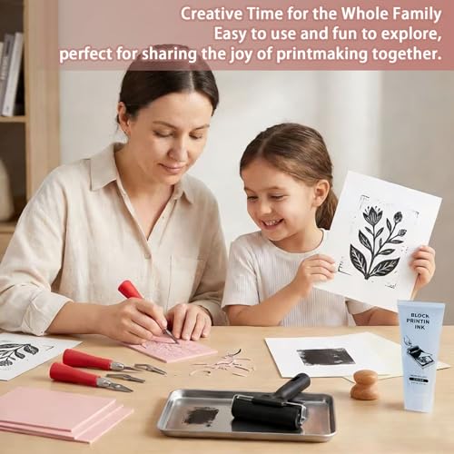 Linocut Kit for Printmaking,Linoleum Blocks for Printmaking Supplies,Block Printing Stamp Making Kit,Linoleum Blocks Carving Tools,Arts and Crafts Gift for Adults,Women,Men,Boys,Girls