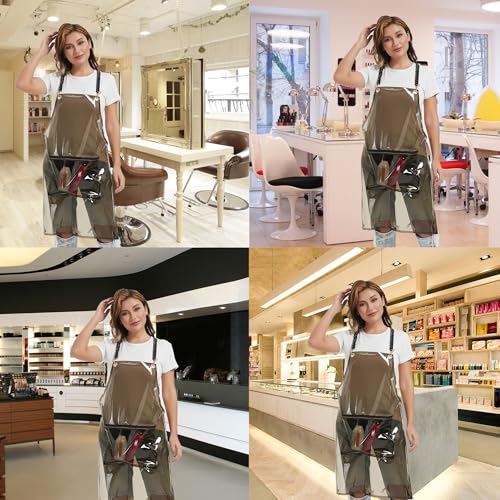Hair Stylist Apron for Women - Waterproof Barber Nail Tech Apron Hairdresser Hairstylist Salon Aprons with Pocket - color: Black-2pack