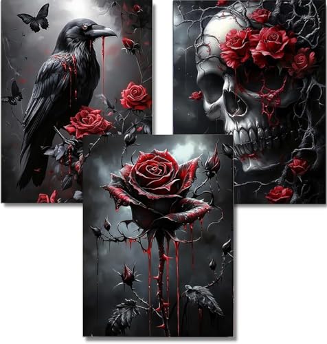3-Pack Halloween Diamond Art Kits for Adults, Diamond Painting 12x16 Inch - color: DD018