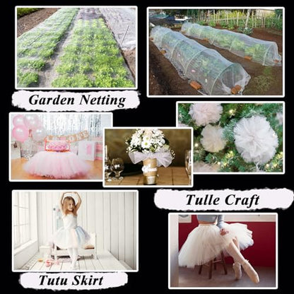 White Tulle Fabric Roll 54 Inch x 40 Yards Tulle Ribbon - color: White, size: 54 Inch X 40 Yards