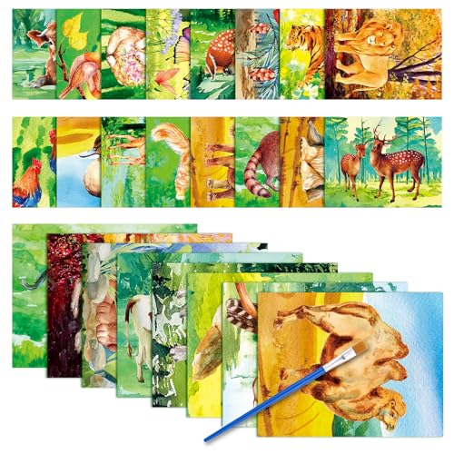 24Pcs Reusable Water Doodle Coloring Set for Dementia Product for Elderly - color: Animals