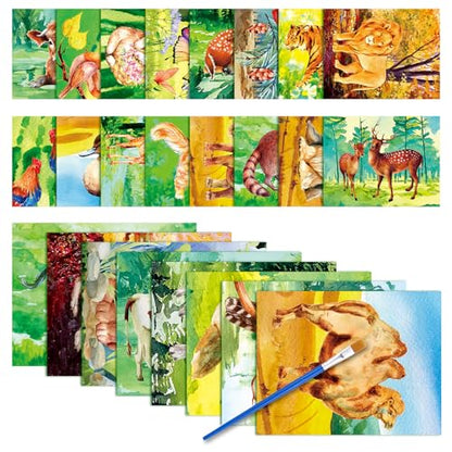 24Pcs Reusable Water Doodle Coloring Set for Dementia Product for Elderly - color: Animals