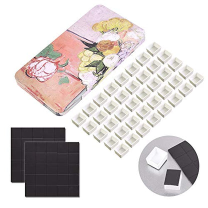 qianshan 40Pcs Empty Half Pans Watercolor Tin Palette with Magnetic Stripe | Travel Tin Palette Case,Portable Artist Paints Half Pan Kits,DIY Watercolor Oils Acrylics Painting Drawing Champs Rose - color: Champs Rose