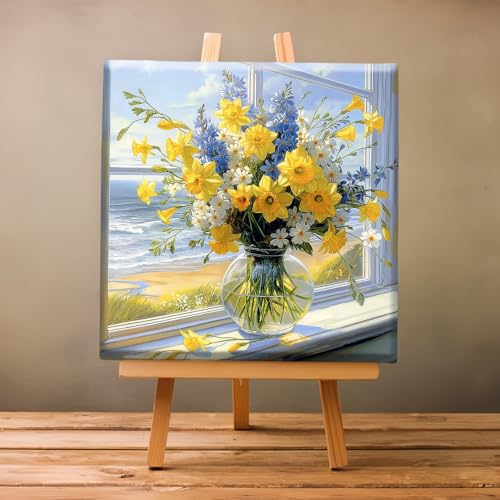 Natuyalo Framed Paint by Numbers for Adults Beginner, Vase Acrylic Easy Paint by Numbers Kits with Frame Flowers Art Craft Kits for Adults Suitable for Wall Decoration 12x12 Inch - color: Color-04