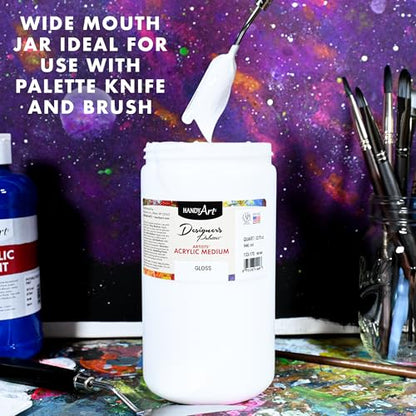 Handy Art Acrylic Gloss Medium, 32 oz, Transparent Gloss Clear Coat | Enhances Flow, Reduce Viscosity for Glazing, Pouring, Acrylic Painting & Blending, Certified Safe & AP Non-Toxic, Made in USA - color: Gloss Medium, size: 32 Fl Oz