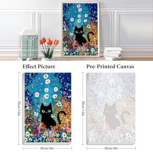 Framed Paint by Numbers Kit for Adults Beginner 8x12 IN, Flowers Cat | Cat Lovers Paint by Numbers with frame, For Adults & Kids Ages 8-12, DIY Acrylic Painting, Stress Relief Home Wall Decor Gift - color: LKOPF0706, size: 8x12 Inch