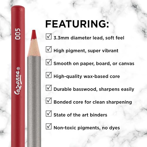 Cezanne Premium Colored Pencil Set with 6pk Colorless Blenders - Soft Wax Core Colored Pencils for Drawing, Blending, Coloring, Professional Artists & More! - 24-Count - size: 4 Count (Pack of 6)