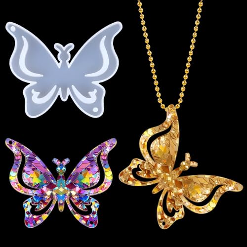 3D Butterfly Resin Mold Silicone Molds for Resin Casting Butterfly Silicone Mold DIY Keychain Pendant Bookmark Jewelry Mould Home Decorations Cute Animal Epoxy Molds for Crafts Candle Soap Moulds