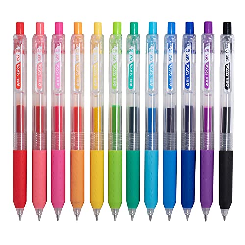 AIHAO Drawing Gel Ink Pens, Colored Gel Pens Fine Point, 0.5mm, 12 Pack, Assorted Color For Journaling, Adult Coloring, Notetaking, School, Office & Home Use - size: 12 Count (Pack of 1)
