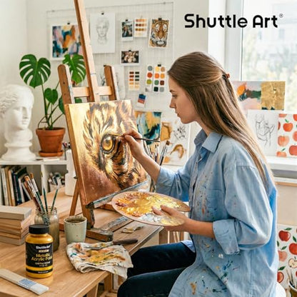 Shuttle Art Metallic Gold Acrylic Paint, 8.45 oz(250 ml) Gold Leaf Paint With Brush, Non Toxic, Non Fading Gold Paint for Crafts, Metal, Wood, Clay, Ceramic, Canvas, Furniture - color: Gold, size: 8.45 Fl Oz (Pack of 1)