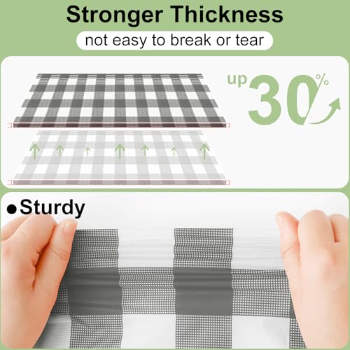 4 Packs Buffalo Disposable Table Cloth, 54 x 108 Inch Waterproof Plastic Tablecloth, Rectangle Grey and White Checkered Table Covers for Picnic, Birthday, Party, Back to School - color: Grey and White, size: 54" x 108" - 4 Pack