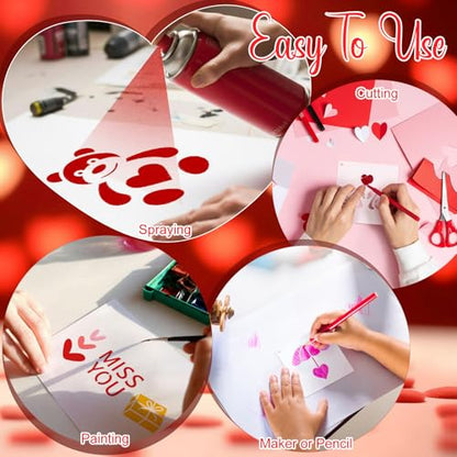 Fainne 100 Pcs 2 Inch Heart Stencils Small Stencils for Painting | Reusable Craft Stencils, DIY Scrapbook, Wood Wall Fabric Rock Chalkboard Sign Painting, Home Art Decor Projects - style: Conversation Heart