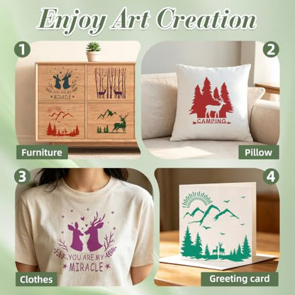 Deer Stencils for Crafts Reusable 9Pcs Stencils(7.8X7.8 Inch) - color: Deer