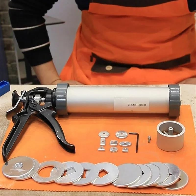 Lovemine Versatile Clay Gun,Clay Extruder Gun w/12 Different Molds + 1 Solid Disc + 1 pc Clay Throwing Cloth,Handheld Extruder Clay Tool for Sculpturin