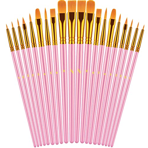 Artstorys Paint Brushes Set, 20 Pcs Acrylic Oil Watercolor Painting Brushes | Artist Paintbrush (Nylon Hair Wood Handles) for Adult Drawing, Great for Face, Rock & Canvas, Arts Craft Supplies, Blush - color: Blush
