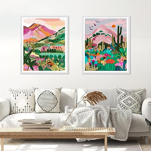 Jethami 2 Pack Paint by Numbers for Adults Beginner, Mountains Sunset Plant Landscape DIY Canvas Art Kit for Relaxation 16x20 in - color: national park landscape