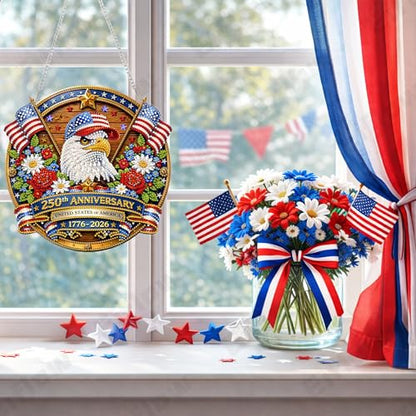 Eiflow Acrylic Diamond Art Hanging Kit for Adults USA 250th Anniversary, DIY Diamonds Painting Door Hanger Board Kit July 4th, Special Crystal Diamond Art Painting Pendant Ornament (Eagle) - color: Eagle