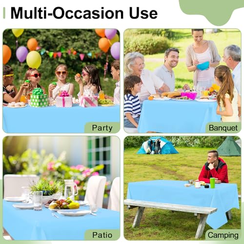 misaya 6 Packs Plastic Table Cloth Light Blue Disposable Tablecloth - color: Light Blue, size: 54" X 108"