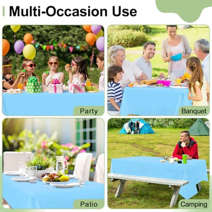 misaya 6 Packs Plastic Table Cloth Light Blue Disposable Tablecloth - color: Light Blue, size: 54" X 108"