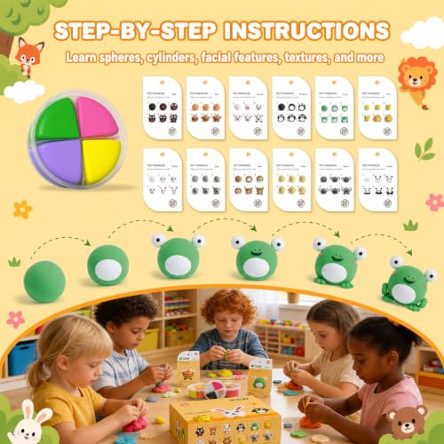 Air Dry Clay Kit -12 Animals Modeling Clay for Kids Arts and Crafts | Ultra Light & Soft,Safe & Non-Toxic,No-Sticky & Crack,DIY Molding Clay with Sculpting Tools,Party Favors Gifts for Girls Boys - color: #01Yellow- Pet Paradise