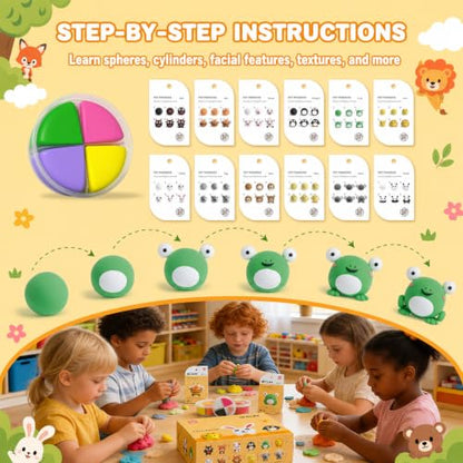 Air Dry Clay Kit -12 Animals Modeling Clay for Kids Arts and Crafts | Ultra Light & Soft,Safe & Non-Toxic,No-Sticky & Crack,DIY Molding Clay with Sculpting Tools,Party Favors Gifts for Girls Boys - color: #01Yellow- Pet Paradise