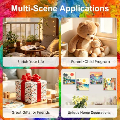 4 Pack Scenery Paint by Numbers for Adults with Frame Canvas - Wooden Easel - color: BKH2816+BKH2817+BKH2818+BKH2819