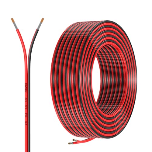 14 Gauge 2 Conductors 50FT Electrical Wire, Red Black Cable, Flexible Low Voltage PVC Copper Clad Aluminum Extension Cord for Car Speaker Wire, LED Wire,Lamps Lighting,Residential Wiring 12V/24V DC.