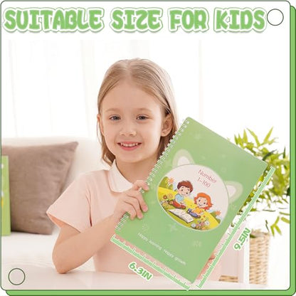 Reusable Grooved Handwriting Workbooks,Magic Copybook,Magic Writing Practice copy books, to help children improve their handwriting ink Practice Age 3-8 Calligraphy for kids(Character edition) - style: Character edition