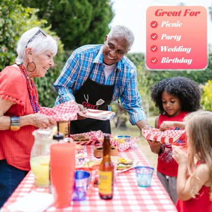 Plastic Table Cover Roll Disposable Red Checkered Tablecloth: 54in X 120ft Table Covers Plastic Table Cover Roll with Easy Slide Cutter Plastic Table Cloths for Parties Disposable - color: Red Checkered, size: 1440" x 54" (Rectangular)