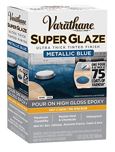 Varathane 370905 Super Glaze Pour-On High Gloss Epoxy, Quart, Metallic Blue - color: Metallic Blue