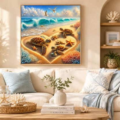 Beach Diamond Painting Kits for Adults Beginners Turtles Gem Painting - color: KM1152-1
