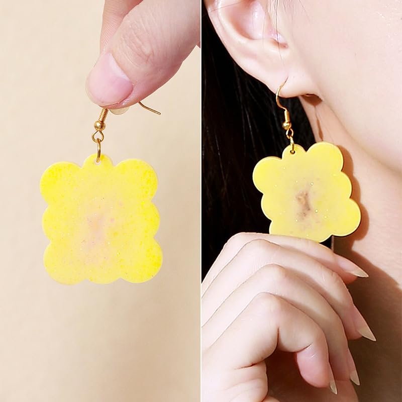 104Pcs Geometric Resin Earring Molds Kit, Flower Shaped Earrings Silicone Mold for Epoxy Resin Dangle Drop Jewelry Molds Making Kit with 100 Earring Hook for Earrings Necklace Pendants (Irregular) - color: Irregular