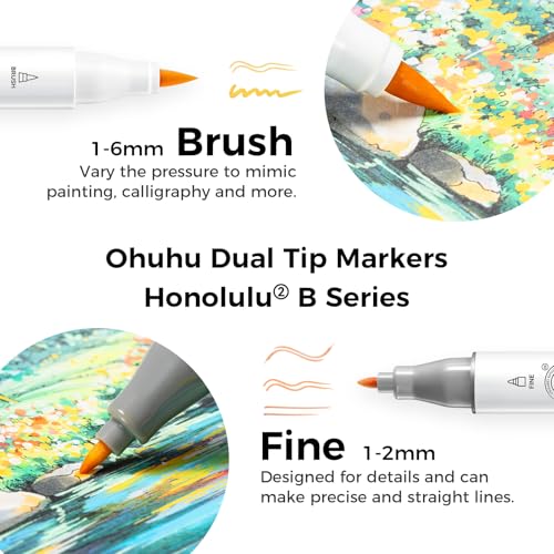 Ohuhu Alcohol Markers Brush&Fine 216-color for Artists Adults Cozy Coloring