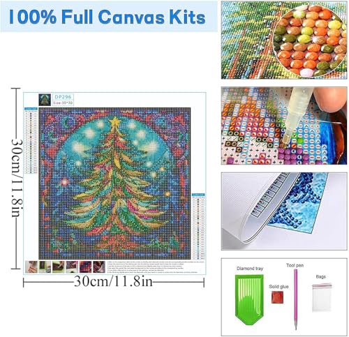 Christmas Tree Diamond Art Kits for Adults DIY Diamond Painting Kits for Adults Crystal Art 5D Diamond Painting Kit Gem Art Painting Kit Home Wall Decor 12×12inch - color: Christmas Tree