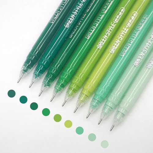 Gel Pens with 0.6mm Fine Point, 9 Colors Acrylic Drawing Gel Pen - color: Green Style