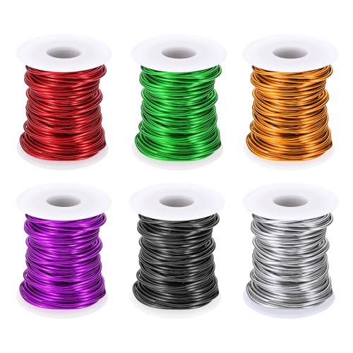 PATIKIL 12 Gauge 2 mm Aluminum Craft Wire, 49.2 Ft Metal Wire 6 Roll Armature Bendable Wire for Jewelry Making Metal Wrap DIY, Purple/Silver/Black/Green/Red/Gold - color: Purple/Silver/Black/Green/Red/Gold, size: 12 Gauge