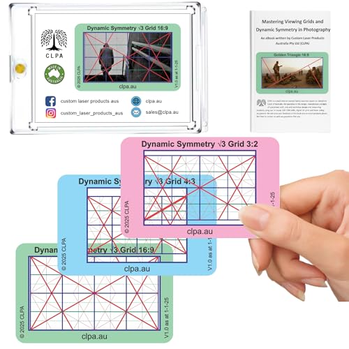 Dynamic Symmetry Root 3 Directors Viewfinder Card | Australian Designed and Made; Artist Viewfinder for Drawing and Photography; 3:2, 4:3 and 16:9 - size: Dynamic Symmetry Root 3