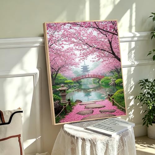 PHANTASYART Cherry Blossom Paint by Numbers Kit for Adults 16x20inch - color: Cherry Blossom Scenery, size: 16x20inch