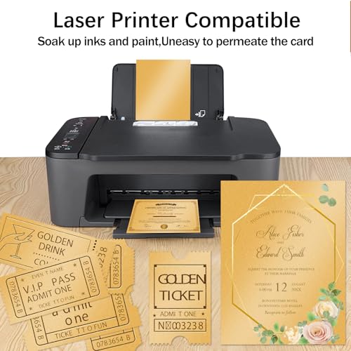 24 Sheets Gold Shimmer Cardstock 8.5 x 11 Metallic Paper | Goefun 80lb Card Stock Pearlescent Paper for Invitations, Birthday, Anniversaries, Card Making - color: gold