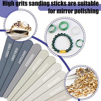 Honoson 10 Pcs Sanding Sticks for Plastic Models, High Grits, Water Drop - style: Water Drop Style