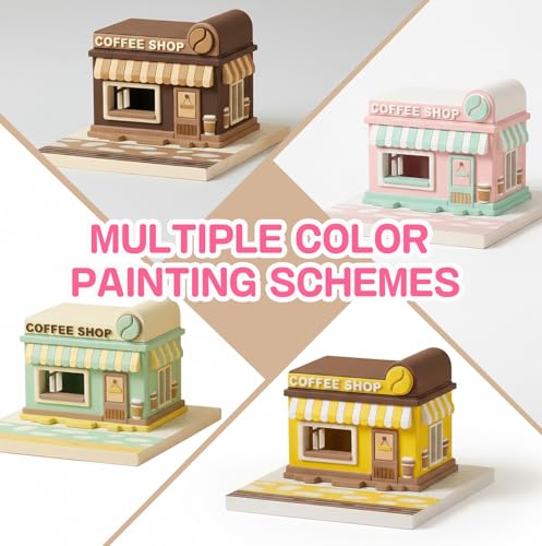 GloomGlo DIY Plaster Painting Coffee Shop Kit - Paint & Create Freely, All-Inclusive Craft Set for Kids Teens Adults, Creative Art Decor, Home Decor Figurines, Perfect Birthday Holiday Gift