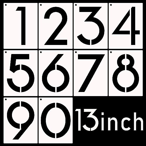 DXCYZ 13 Inch Large Number Stencils Kit 0-9 Address Number Stencil, 10PCS Reusable Plastic Painting Number Templates for Mailbox Signs, Door, Cars, Trucks, Home, Window (13 Inch) - size: 13 Inch