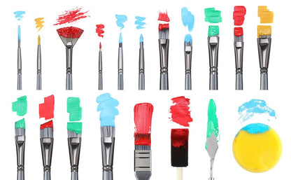 Transon 20Pcs Art Paint Brush Kit with Storage Case, 16 Brushes + Foam Brush Spatula Sponge for Acrylic Oil Watercolor Gouache, Adults Teens Beginners Art Supplies - color: Black